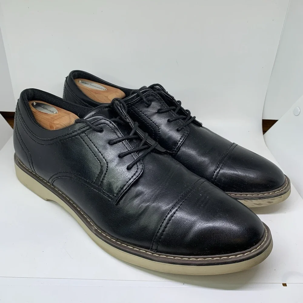 Alfani Theo Leather Oxford Dress Men's Shoes Black 11.5M Cap Toe Lace-Up
